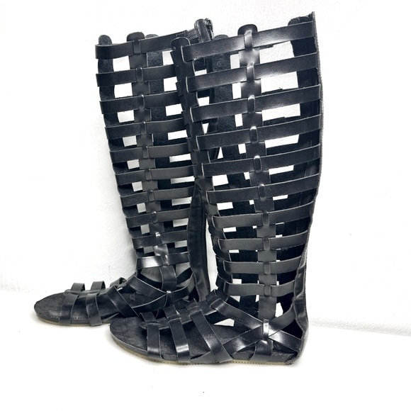 MIA Gladiator Boot Tall Sandals Flats Black Size 6.5 - Picture 1 of 7